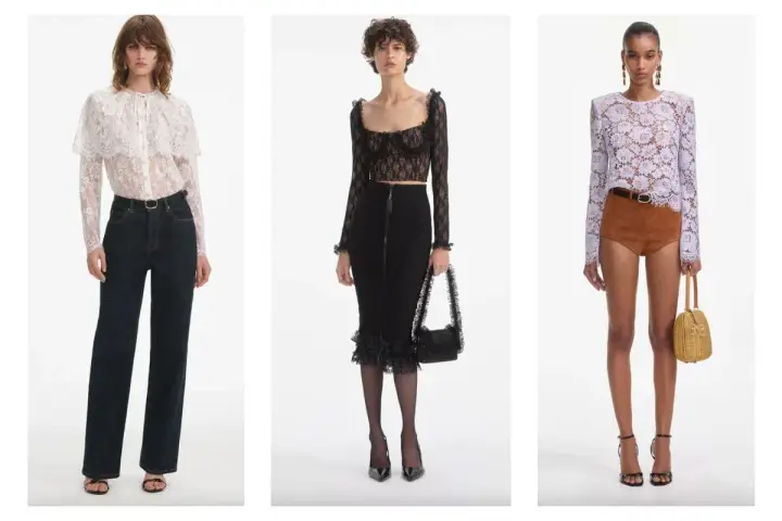 Modelli con maglietta di pizzo: cosa mettere sotto? Jeans scuri, gonna nera o shorts in camoscio per look diversi.